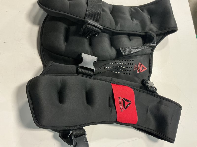Condition photo showing Good Condition for reebok delta weight vest 12 lb, 20 lb, 40 lb, black, adjustable, unisex sizing (20lb )j