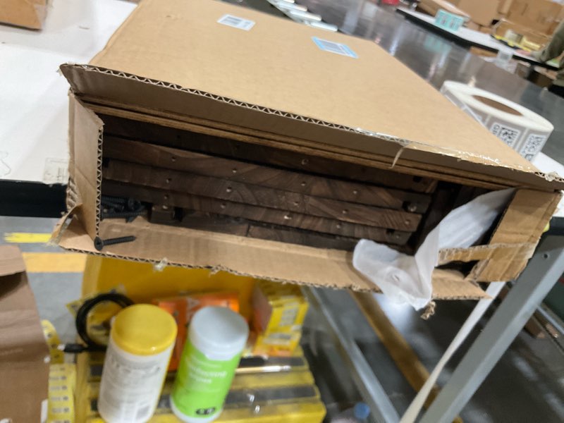 Condition photo showing As Is for 20" L Oversize Wooden Crates For Storage, Wood Milk Crates Of Farmhouse Lightly Yellow ,Vinyl Record Storage Crates,Extra Large Size Rustic Decration Wood Storage Crates (Lightly Yellow)