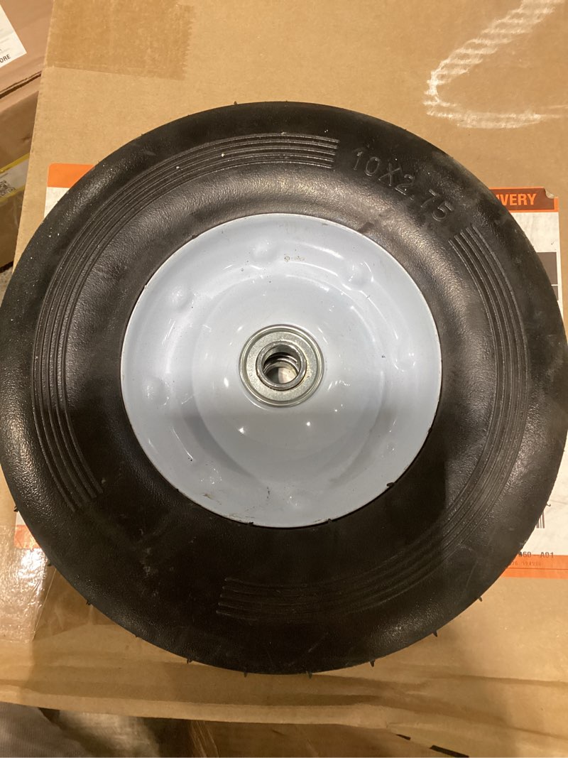 Condition photo showing As Is for surefit ribbed wheel combo 10x2.75 steel 1-7 8" hub centered compatible with universal lawn mower