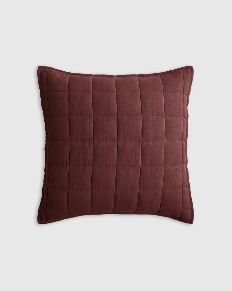 quince european linen box quilted euro sham burgundy