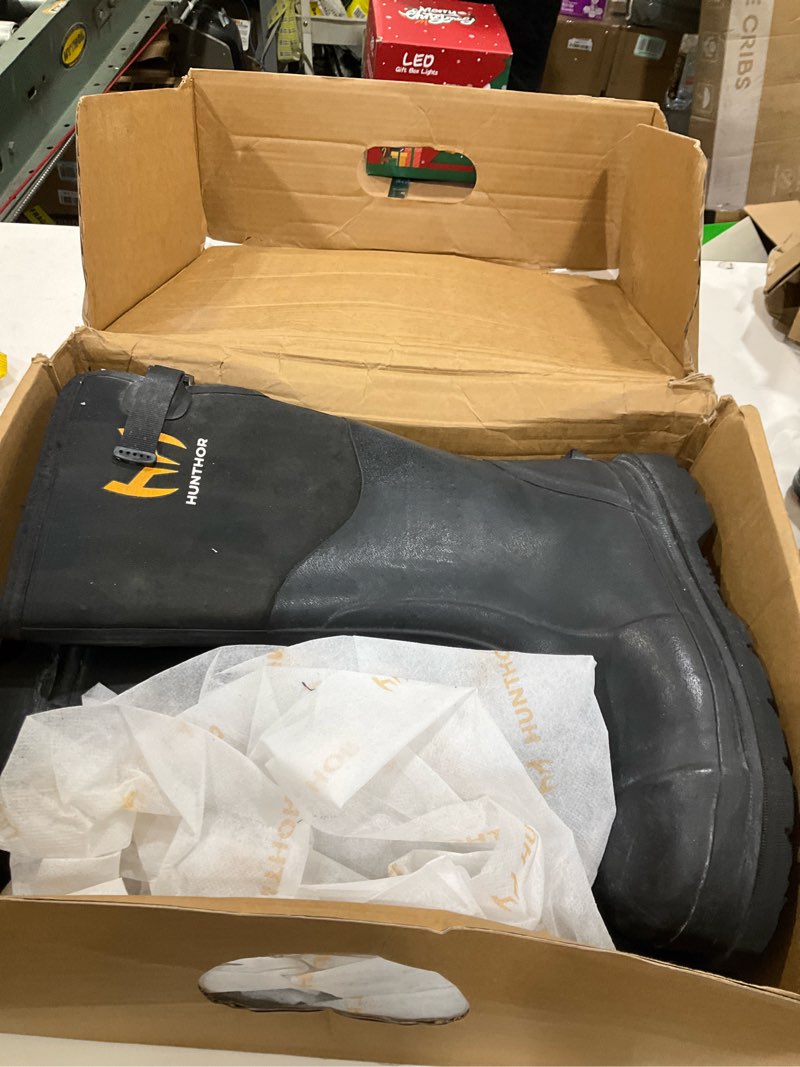 Condition photo showing As Is for Rubber Work Boots, Puncture-Proof with Steel Toe & Shank, Waterproof Insulated 6mm Neoprene Hunting Boots for Farming, Construction, Gardening, Fishing, Outdoor Work (Size 6-14)