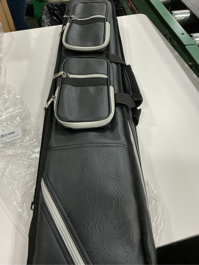 Condition photo showing Good Condition for 4x8 pool cue case billiard stick carrying case leatherette soft cue bag hold 4 butt 8 shaft black