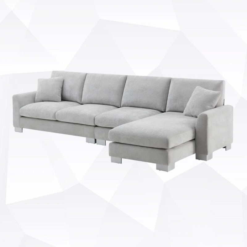 Shalena L Shaped Chenille Upholstered Sectional Sofa with 2 Pillows