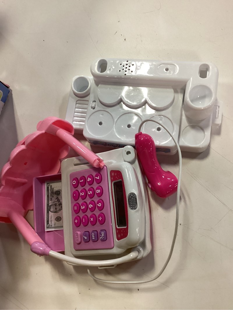 Condition photo showing Good Condition for Ice Cream Store Mini Cash Register with Pretend Play Desserts, Working Scanner, Calculator, Microphone, Money and Credit Card