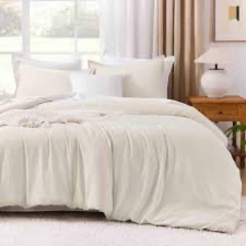 Litanika Comforters Beige Oversized King Size, 3 Pieces Lightweight Solid Bedding Comforter Set, All