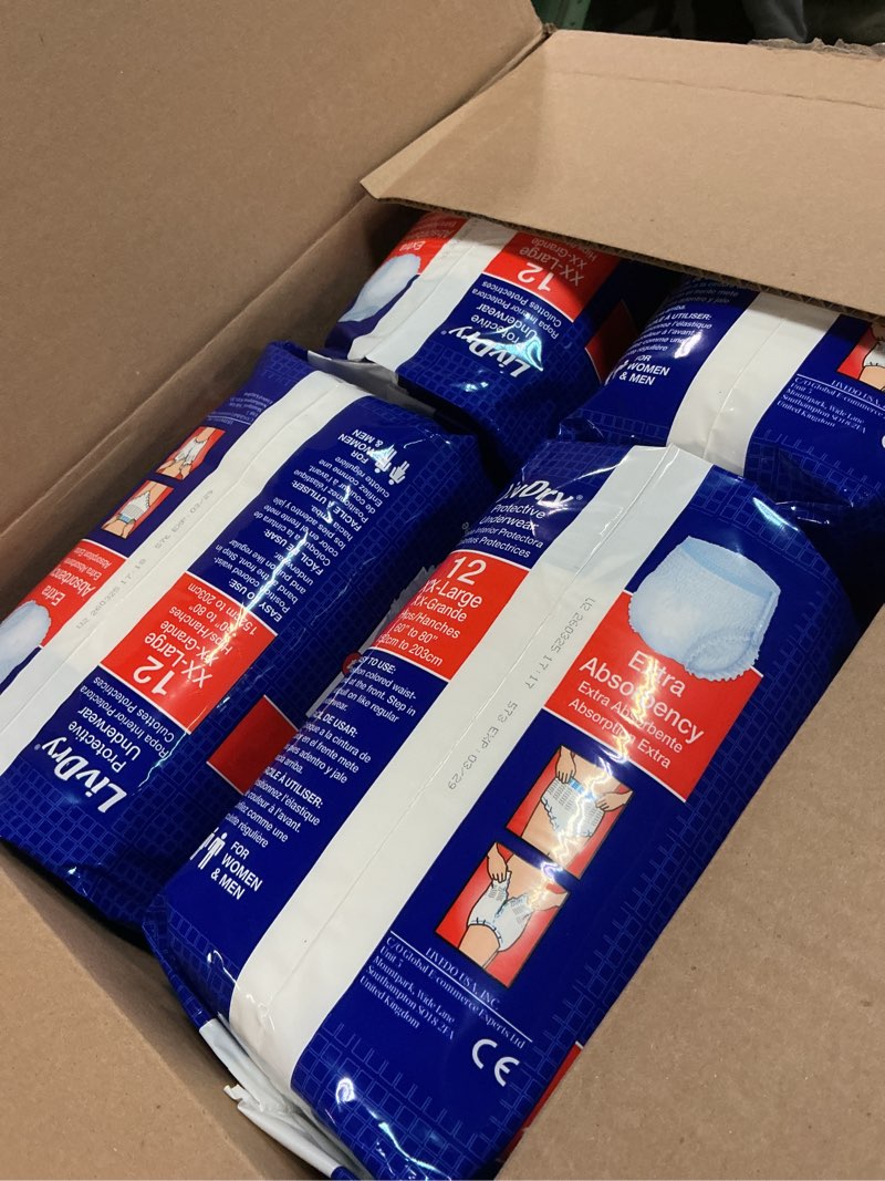 Condition photo showing New/Like New for livdry adult xxl incontinence underwear, extra comfort absorbency, leak protection, xx-large, 48-pack xx-large (48 count)