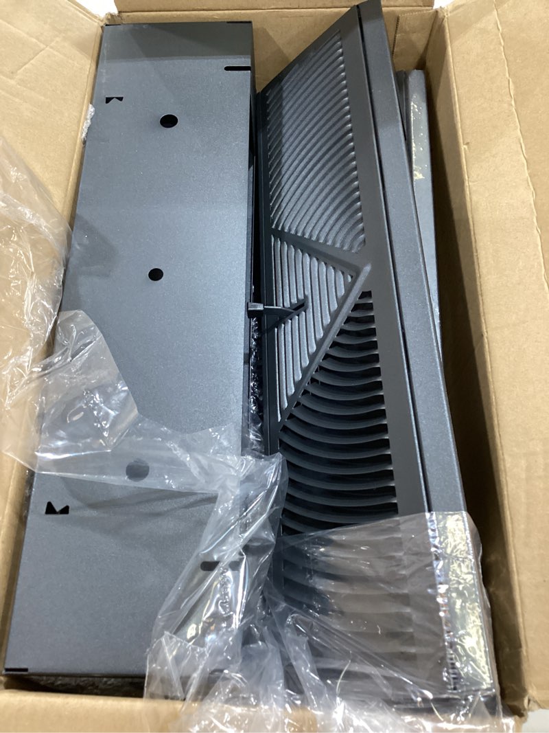 Condition photo showing Good Condition for yaocom 4 pcs baseboard register vent 18 inch duct opening size baseboard vent covers baseboard diffuser adjustable corner baseboard return air grille for home floor wall air flow control(black) 18 inch black 4