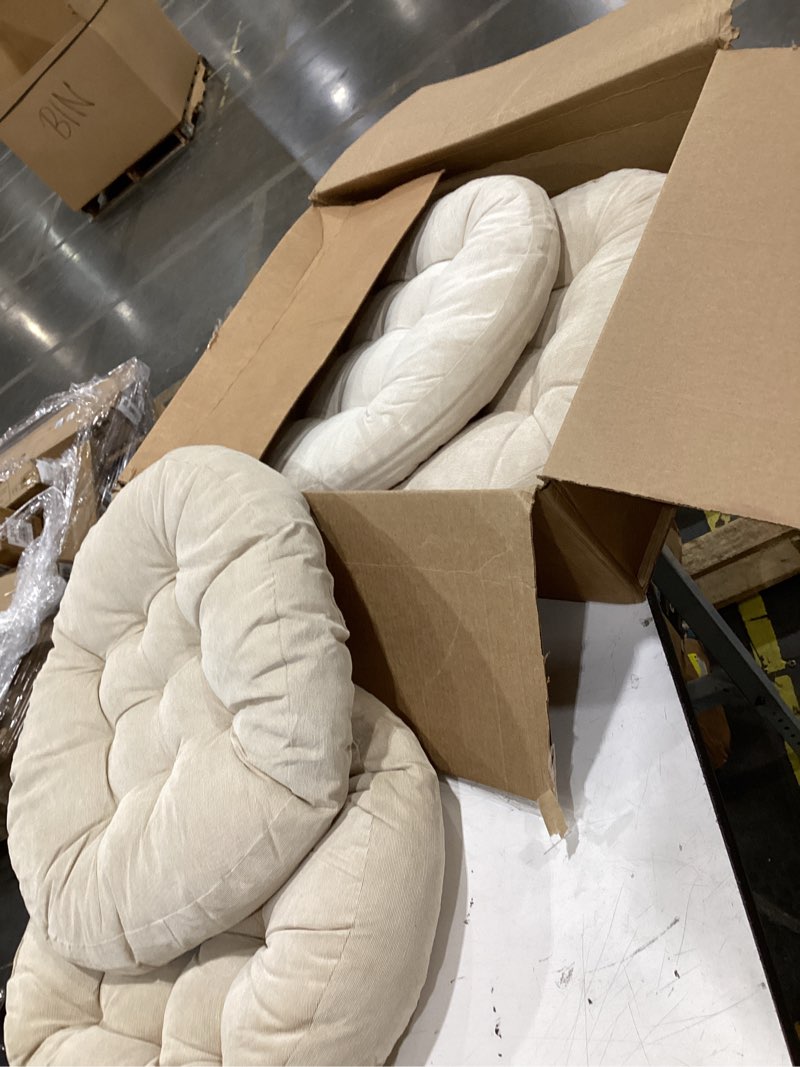 Condition photo showing Good Condition for meditation floor pillow set of 2, round large pillows seating for adults, tufted corduroy floor cushion for living room tatami, beige 22 inch