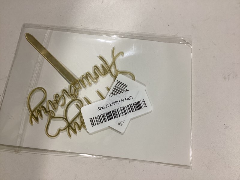 1 PCS Gold Happy Anniversary Cake Topper, Acrylic Heart Cake Decor for Weddings, Anniversaries, or P