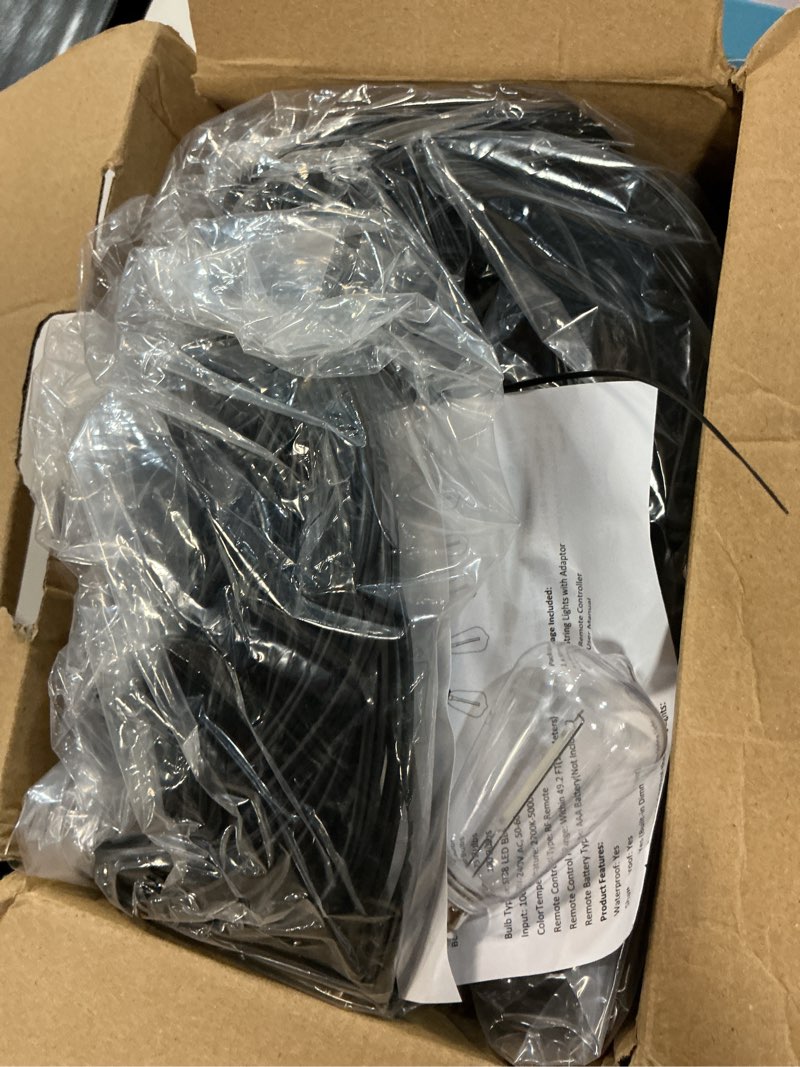 Condition photo showing Good Condition for brightever dimmable outdoor string lights with remote, 3 colors in 1 led patio light for outside with 25+1 st38 edison bulbs, 50ft 3 modes gazebo lighting waterproof for camping, 2700k/4000k/5000k black wire 50ft-3cct