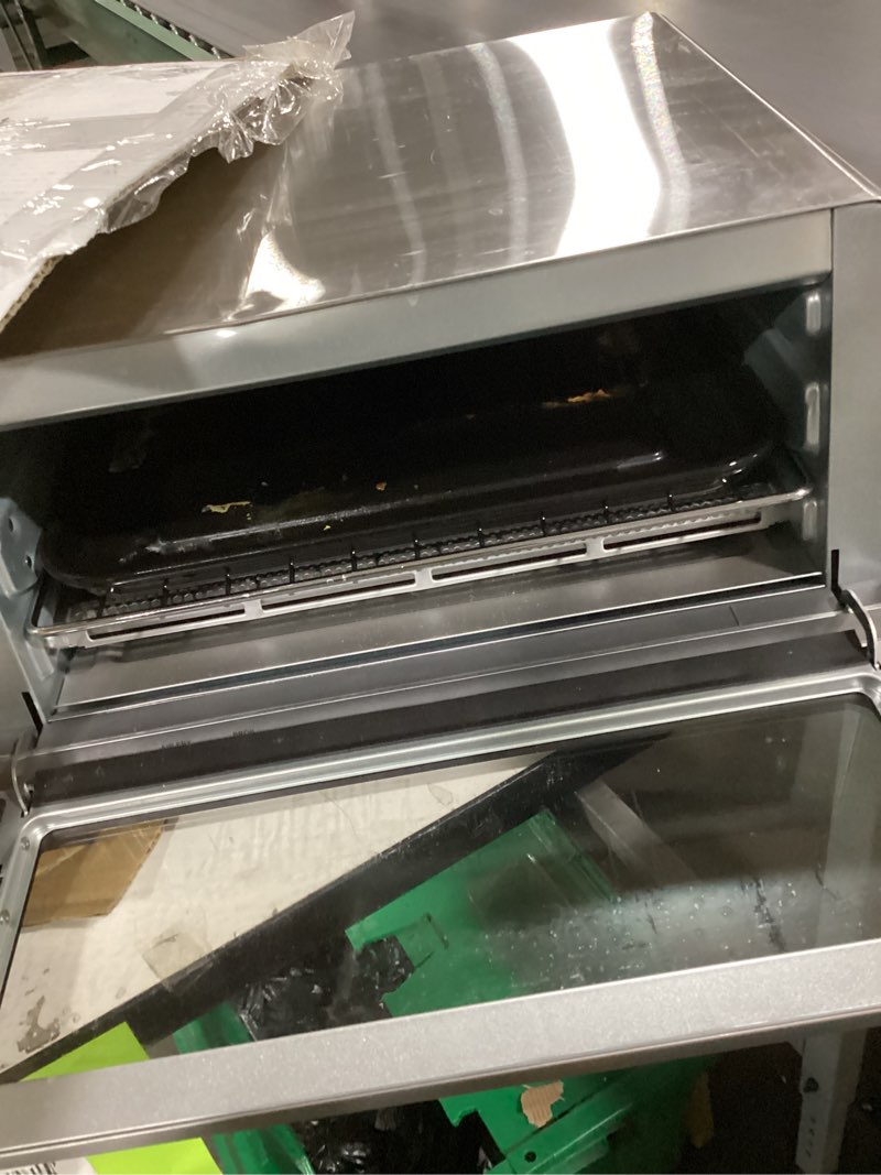 Condition photo showing As Is for Ninja Flip Toaster Oven&Air Fryer, 8-in-1 Functionality, Flip Up&Away Capability for Storage Space, LargeCapacity, Air Fry Basket, SheetPan, Wire Rack&Removable Crumb Tray, Stainless,1800 watts, SP151 Stainless Premium 8-in-1 Flip Oven