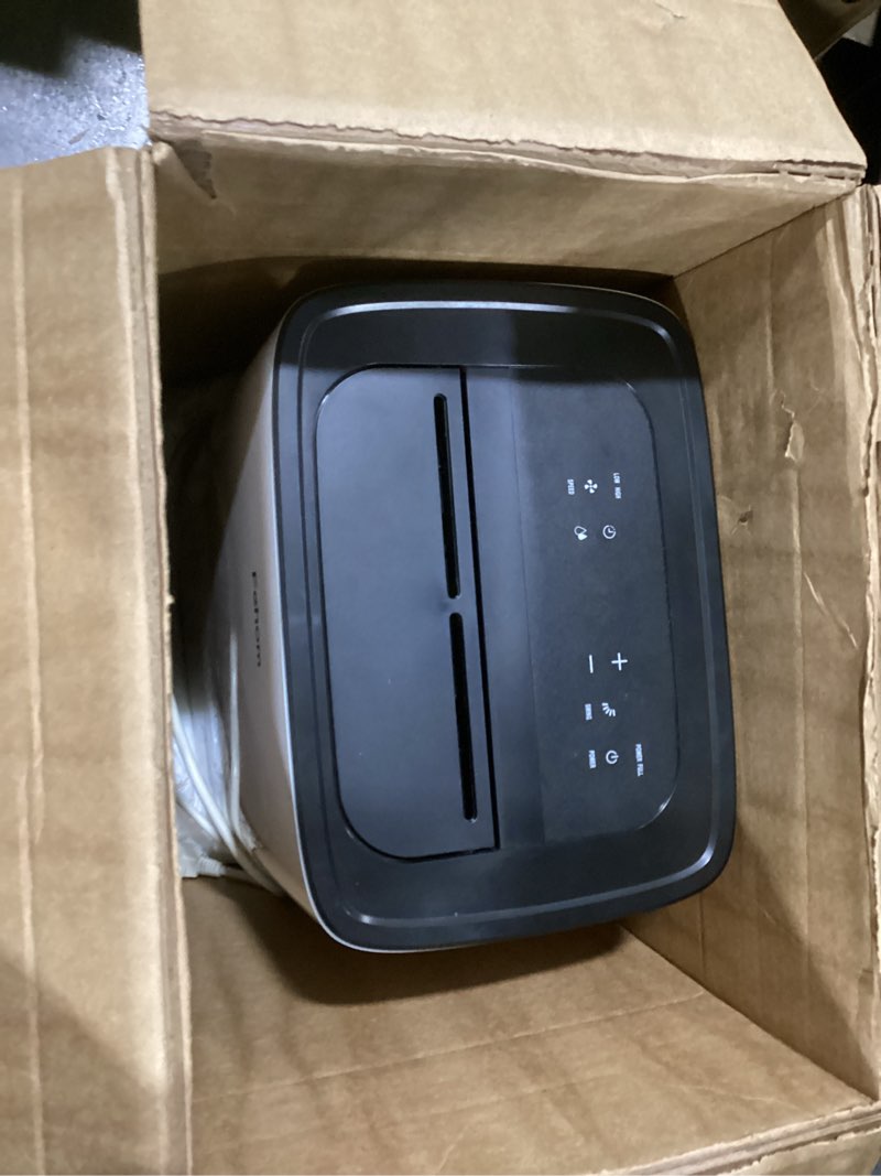 Condition photo showing As Is for fehom 4500 sq. ft dehumidifier with drain hose - ideal for bedrooms, basements, bathrooms, and laundry rooms - with digital control panel, 24 hr timer, and front humidity display