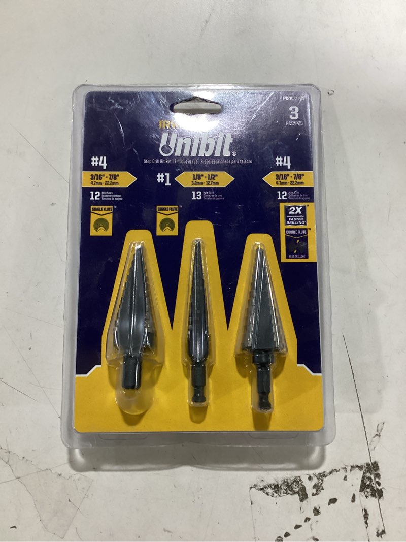 (Similar To) Klein Tools Step Drill Bit Set, Quick-Release, Double Fluted, 3-Piece