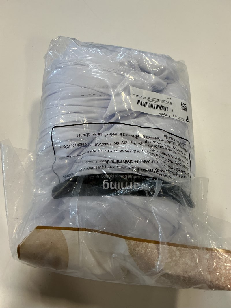 Condition photo showing As Is for 10 ft x 10 ft Wrinkle Free White Backdrop Curtains for Wedding Parties, Polyester Photography Backdrop Drapes for Birthday Parties Stage Backdrop Stand, 2 Panels 5x10FT Background Curtains White 5'(W) x 10'(H), 2 panels