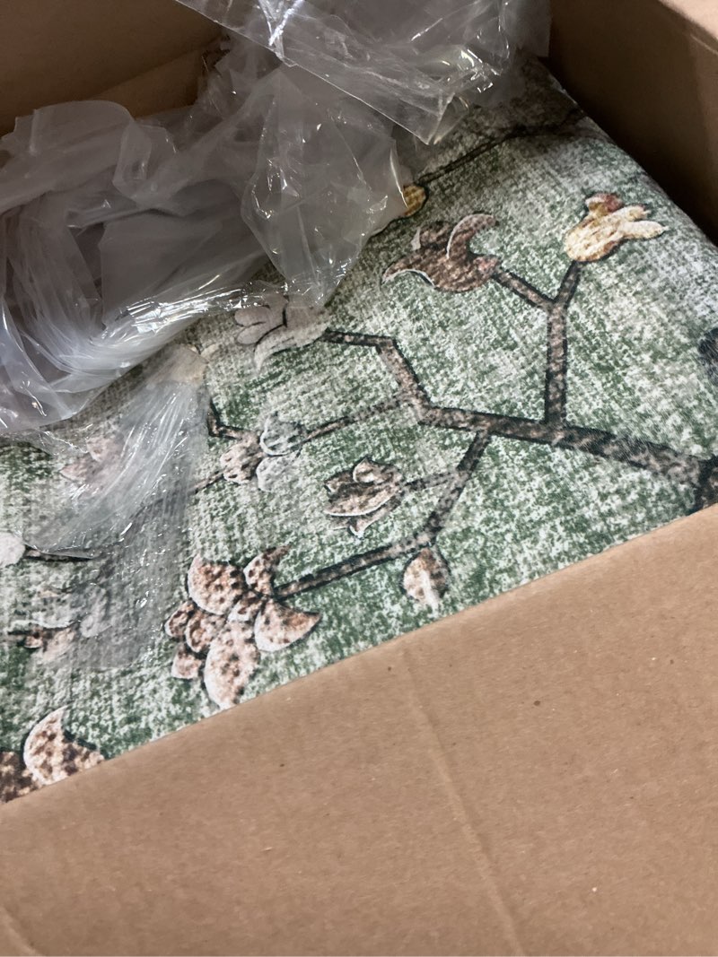Condition photo showing Good Condition for area rugs 6'x9' washable non-slip, floral vintage distress print pattern medallion carpet for living room bedroom dining room, brick red rust neutral brown burnt orange green brick/brown/green 6' x 9' (rectangular)