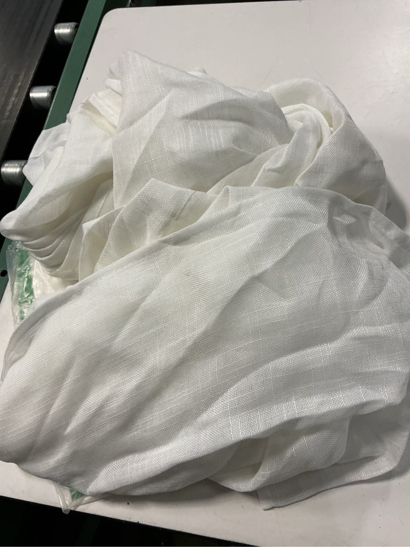 Condition photo showing Good Condition for nicetown white linen curtains 95 inches length 2 panels rod pocket & back tab pinch pleated burlap semi sheer privacy with light filtering window covering for bedroom/living room, w52 x l84 52"w x 95"l (pack of 2) white