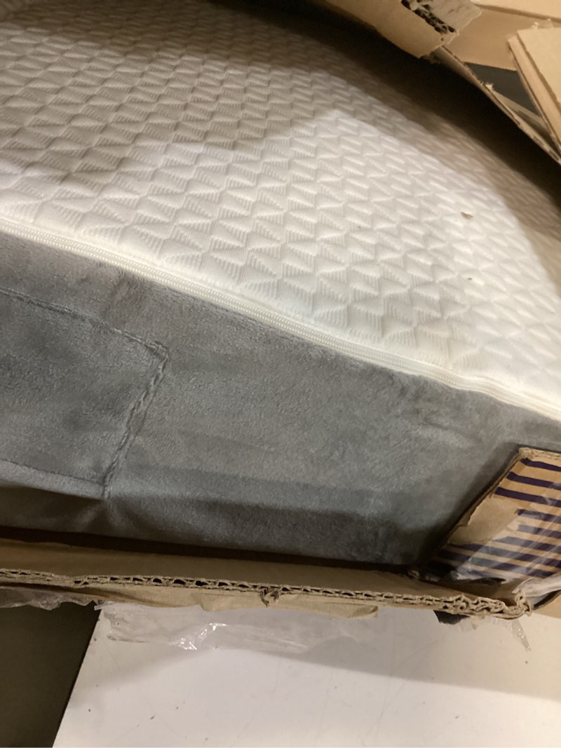 Condition photo showing As Is for bed wedge pillow for sleeping & resting, 8 inch incline pillow wedge for adults seniors, back support and leg elevation, cooling memory foam top,