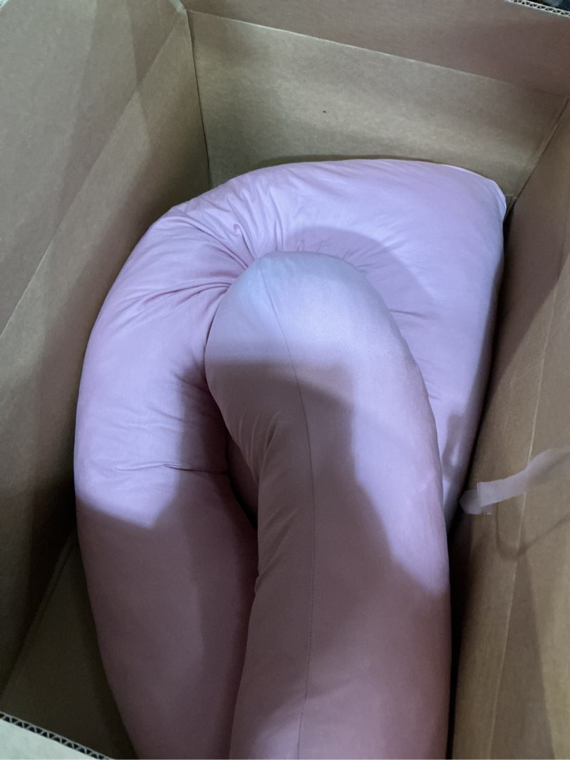 Condition photo showing Good Condition for queen rose extra long pregnancy pillows, 60 inch u shaped body pillow for sleeping, cooling maternity pillow for pregnant women, body support for adults, with soft silky cover, pink cooling silky - pink 60in