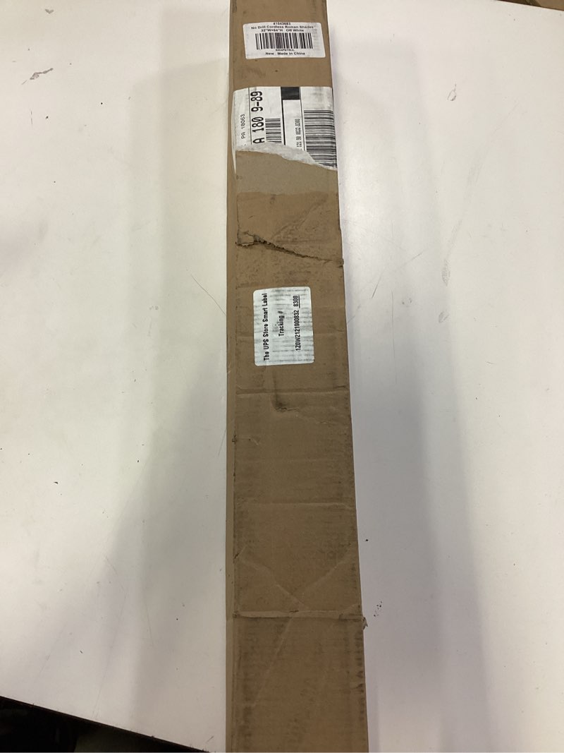 Condition photo showing New/Like New for lazblinds no drill roman shades for windows, cordless light filtering window shades with uv protection, polyester fabric for bedroom & living room, 32" w x 64" h, off white light filtering - off white 32"w x 64"h