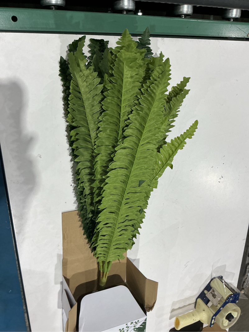 Condition photo showing New/Like New for 42" artificial boston fern large bush plants, 2 bundles of fake ferns with 65 fronds for outdoors home decor 42" 2 pcs