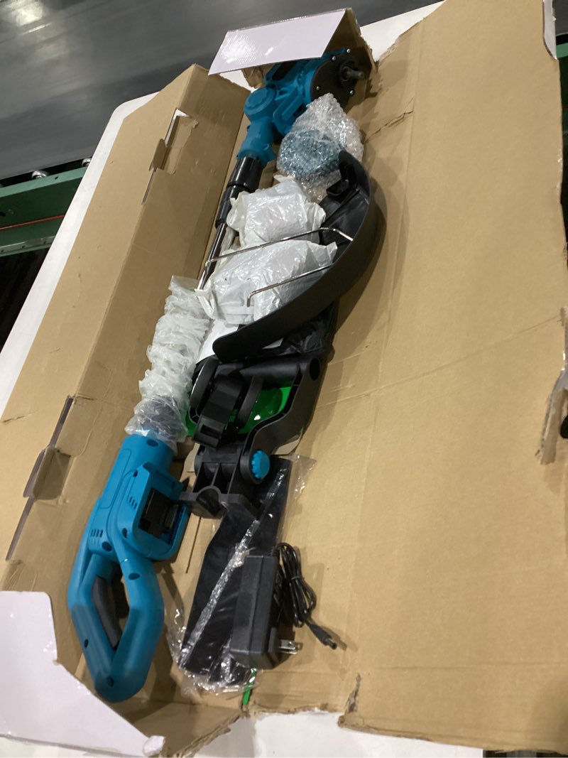 Condition photo showing As Is for Weed Eater Battery Powered, 21V Electric Weed Wacker Cordless, with 2X 4.0Ah Battery, Cordless Weed Wacker 3 Types of Cutting Blades, for Lawn Yard Garden blue orange