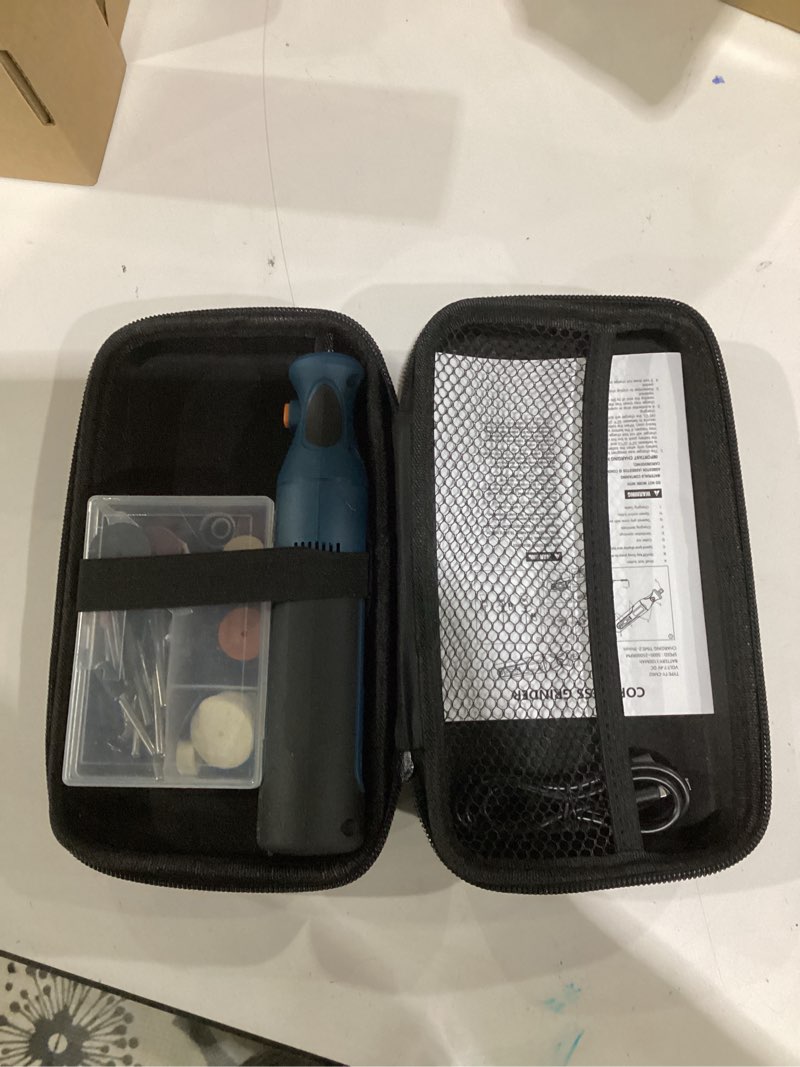 Condition photo showing Good Condition for not tested**** cordless rotary tool kit mini, 7.4v 12-speed power usb rechargeable, for 3d printer sanding, jewelry making, wood carving, polishing, drilling diy crafts with 51 accessories blue