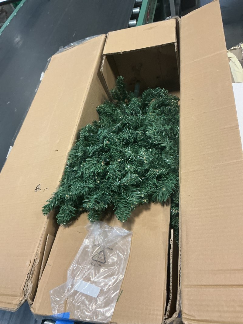 Condition photo showing New/Like New for national tree company 7 ft pre-lit kingswood fir slim artificial christmas tree, 300 warm white led lights, 892 tips, includes stand, green 7ft green