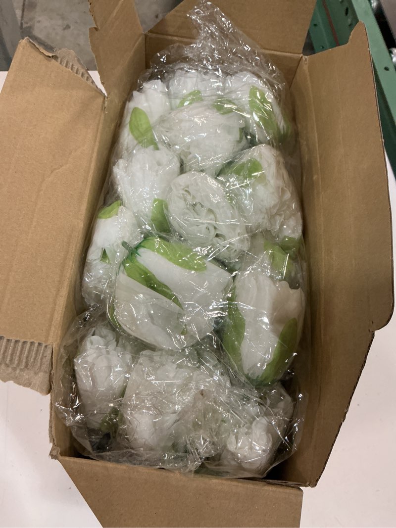 Condition photo showing Good Condition for suncalla 100 pcs artificial peonies flower with wire branch 5.5 in white | bendable wire stems, silk blooms realistic texture for bridal bouquets wedding, faux peony heads as vase fillers decor