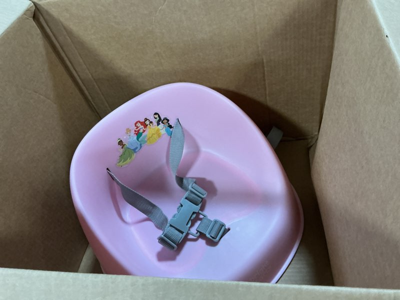 Condition photo showing Good Condition for Bright Starts Disney Princess My Spot Easy-Clean Baby Booster Feeding Chair, 3-Point Harness, Washable Removable Straps, Pink