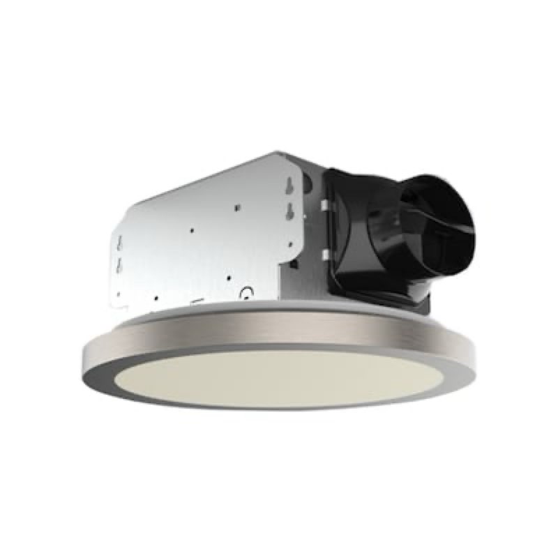 utilitech magnetic led fan 1.5-sone 90-cfm nickel, black, and gold decorative lighted bathroom ventilator fan (energy star certified)