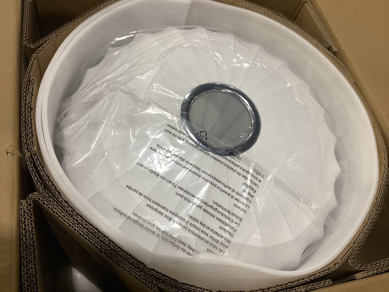 Condition photo showing As Is for 20 inch lantern pendant light, white imitation silk lampshade, bubble pendant light fixture ceiling hanging lamp chandelier for living dinning room kitchen island bedroom restaurant cafe white 20in