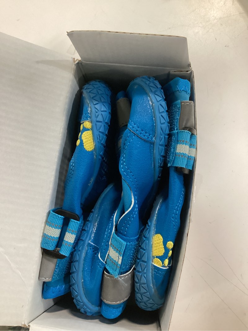 Condition photo showing Good Condition for QUMY Dog Shoes for Large Dogs, Medium Dog Boots & Paw Protectors for Winter Snowy Day, Summer Hot Pavement, Water-Resistant in Rainy Weather, Outdoor Walking, Indoor Hardfloors Skid-Resistant Sole Blue Size 8: 3.0''x3.3"(W*L) (Pack of 4)