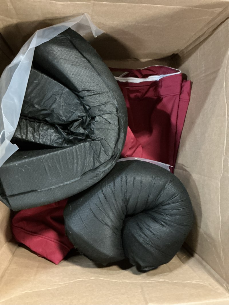 Condition photo showing item condition for Patio Chair Cushions 24 X 24 X 5 Inch Waterproof Outdoor Seat Cushions for Patio Furniture, Outdoor Sofa Couch Pads with Ties & Handle, Set of 2, Burgundy 24*24*5 in Burgundy 2