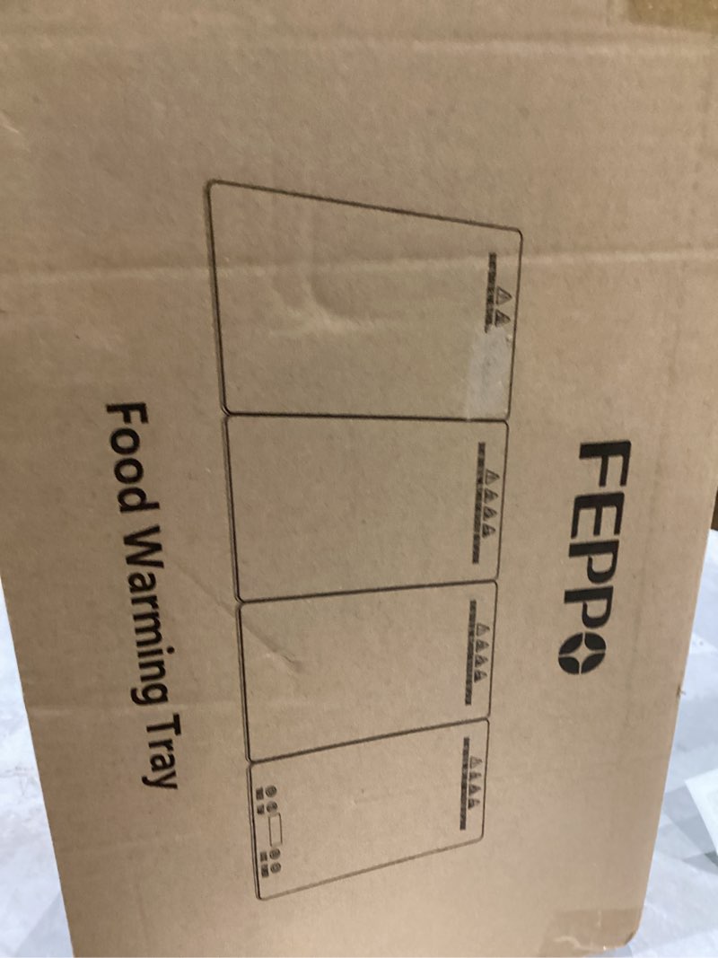 Condition photo showing New/Like New for FEPPO Electric Warming Tray, 4-in-1 Food Warmers for Parties Buffet with 10 Temp Settings and Timer, 33"x15" Glass Surface Warming Mat for Food, Modular Buffet Hot Plates for Catering and Gatherings Black&gold