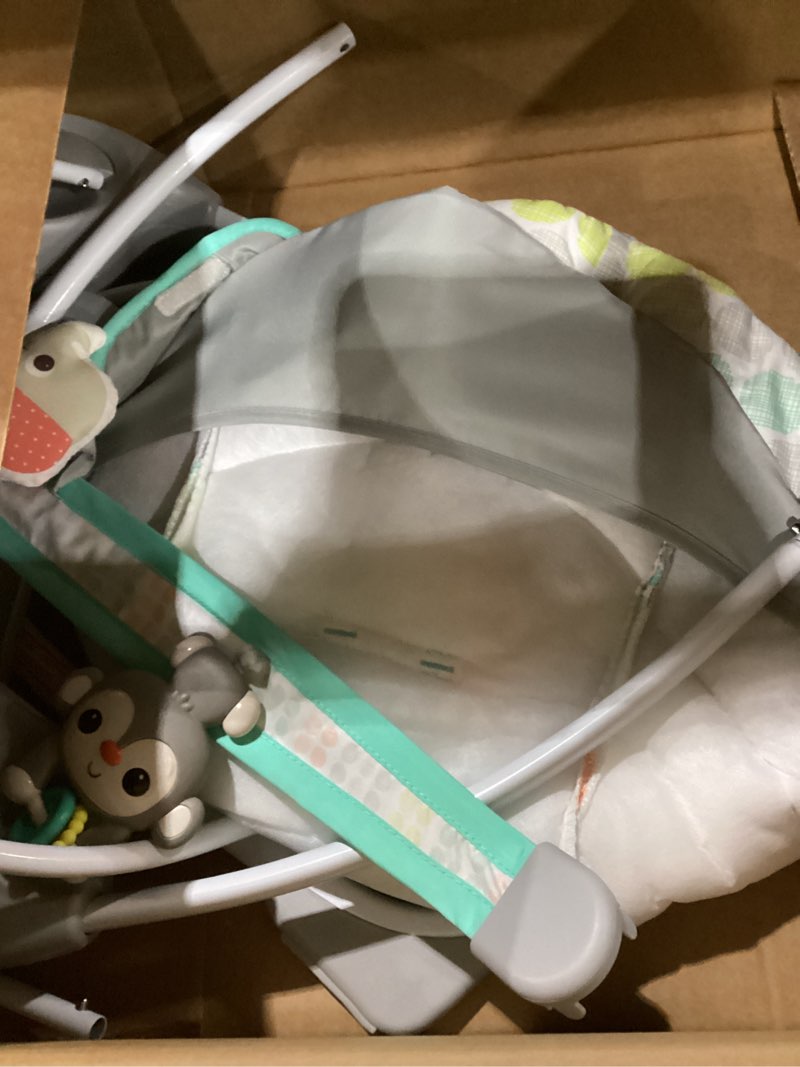 Condition photo showing Good Condition for bright starts portable automatic 6-speed baby swing with adaptable speed, taggies, music, removable-toy-bar, 0-9 months 6-20 lbs (whimsical wild)