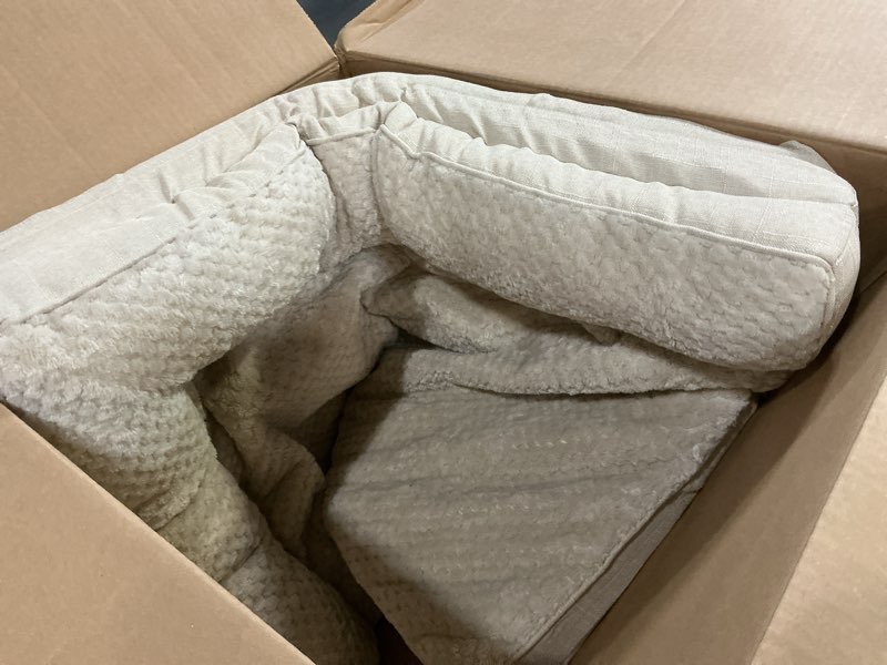 Condition photo showing Good Condition for eheyciga large dog bed memory foam for crate, orthopedic dog bed large size dogs with washable removable cover, waterproof pet sofa couch with nonskid bottom, 35x22x6, beige beige 35.0"l x 22.0"w x 6"th