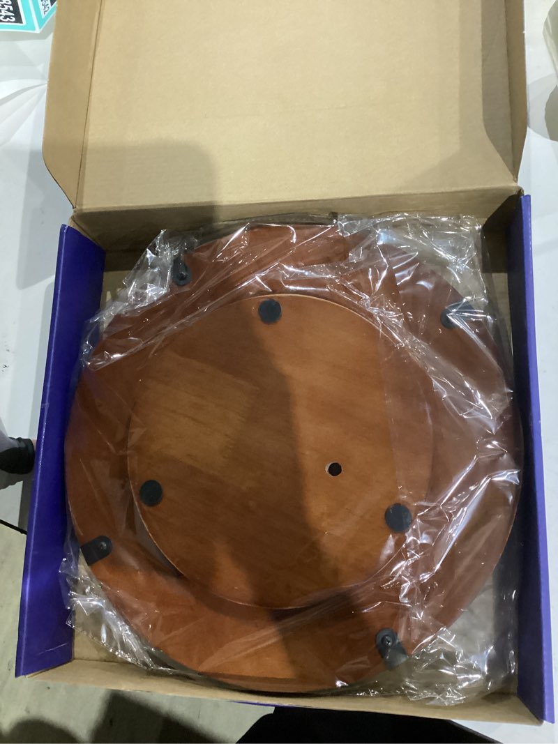 Condition photo showing New/Like New for Farmhouse Oak 12" Lazy Susan Turntable Organizer for Cabinet, Round Wooden Lazy Susan Organization and Storage for Dining Table, Pantry, Kitchen, Countertop, Cupboard,Home Decor, Walnut Wood Walnut 12 inches