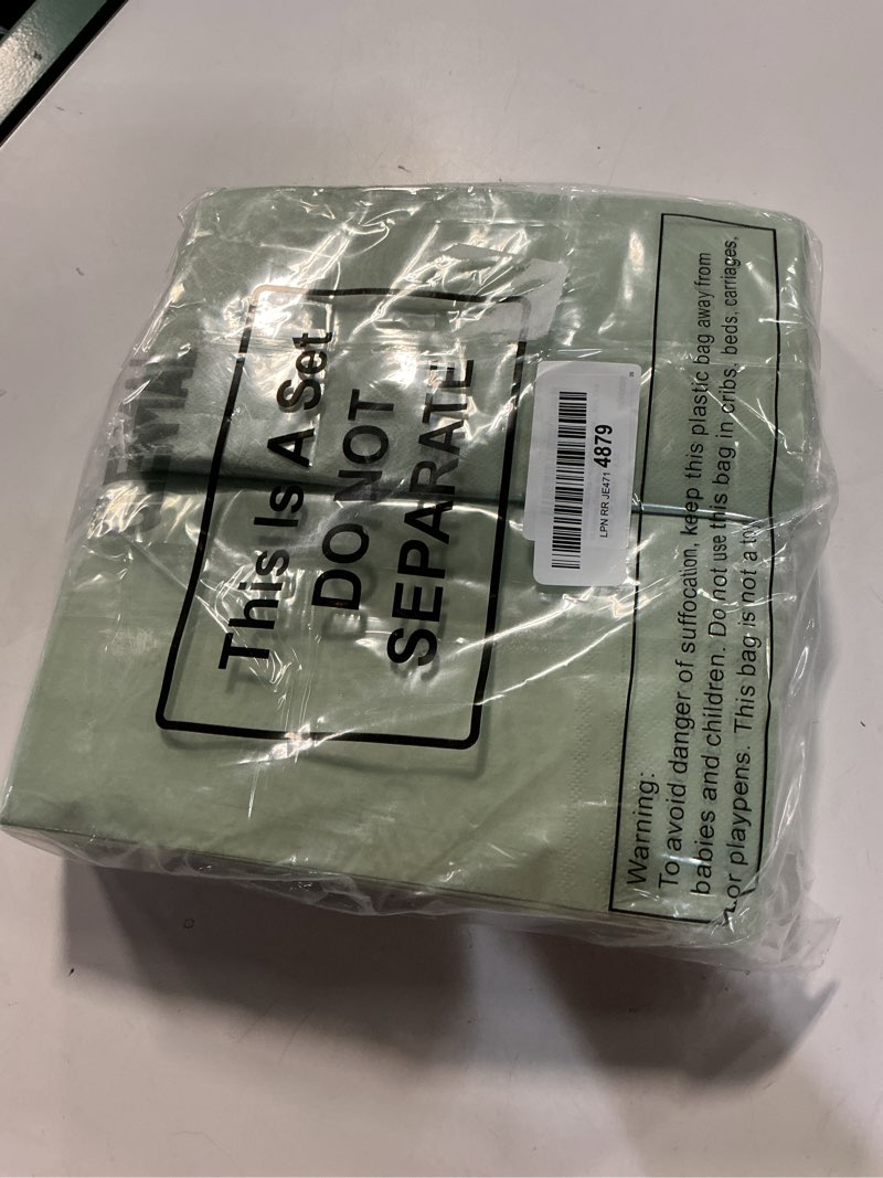 Condition photo showing Good Condition for Glenmal 100 Pcs Paper Disposable Napkins 2 Ply Dinner Guest Cocktail Napkins Hand Towels for Wedding Spring Birthday Party Bridal Anniversary Reception, 13 x 16 Inches (Sage Green) 100 Sage Green