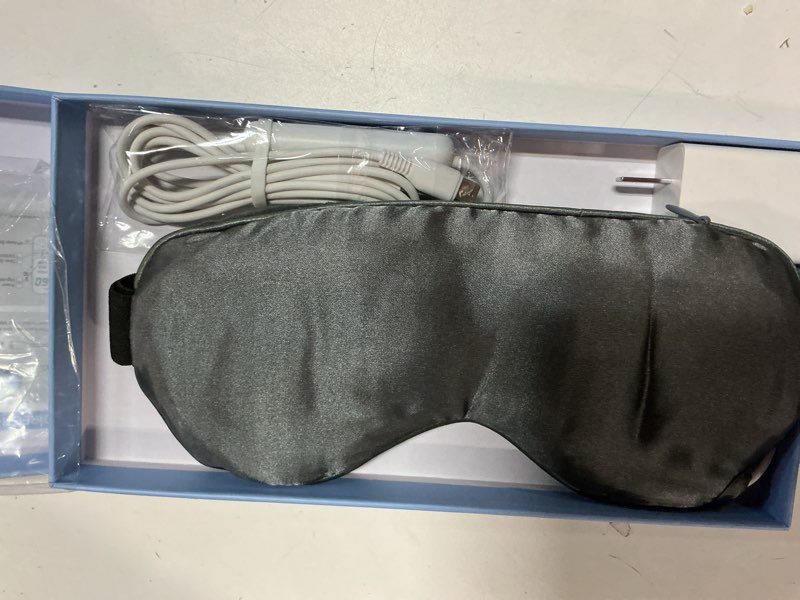 Condition photo showing As Is for heated eye mask, warm eye compress mask, usb electric eye heating pad with temperature & timer control, dry eye mask for dry eyes blepharitis sinus migraine stye mgd puffiness gray