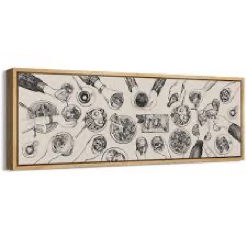 Kitchen Food Culinary Gathering Pen-and-Ink Food And Drinks Pizza Noodle Juice 30x60