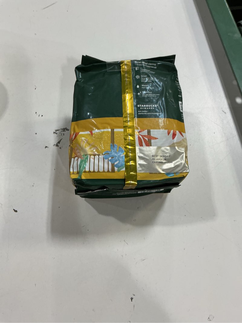 Condition photo showing Good Condition for (B.B  02/JAN/2026))Starbucks Ground Coffee, Starbucks Blonde Roast Coffee, Veranda Blend, 100% Arabica, 1 bag (28 oz) Veranda Blend 28 Ounce (Pack of 1)