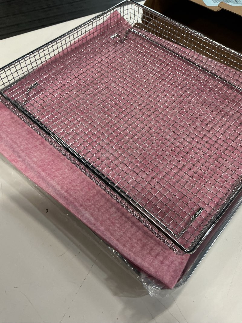 Condition photo showing As Is for air fryer basket tray replacement for cuisinart toa-60 toa-65 toa-70 toaster air fryer convection oven, 12.2 * 11''mesh air fryer steel basket wire rack accessories parts, dishwasher safe