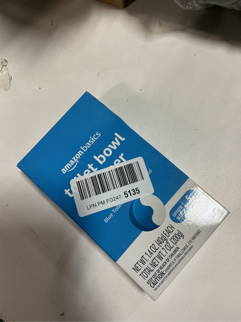 Condition photo showing New/Like New for Amazon Basics Toilet Bowl Cleaners Tablets with Oxygen Bleach, Unscented, Blue, 5 Count, Pack of 1 5 Count (Pack of 1)