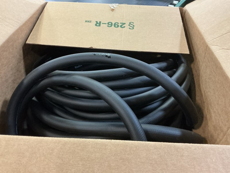 Condition photo showing As Is for wiseflow garden hose 100ft x 3/4", heavy duty rubber hose, water hose with five layered braiding, male female fittings, 1000psi burst, 300psi working (black) 100ft 3/4 black