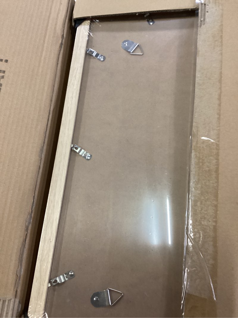 Condition photo showing New/Like New for chrspk 12x18 poster frame, display pictures 11x17 with mat or 12x18 without, wall hanging frames, natural oak, 3 pack natural oak 12x18