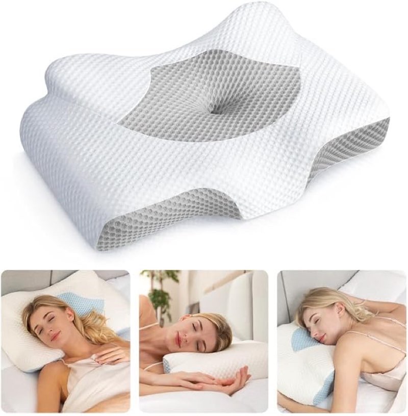 Osteo Neck Pain Relief Cervical Pillow, Hollow Design, Odorless Memory Foam Pillows with Cooling Cover, Adjustable Orthopedic Sleeping Pillow, Support for