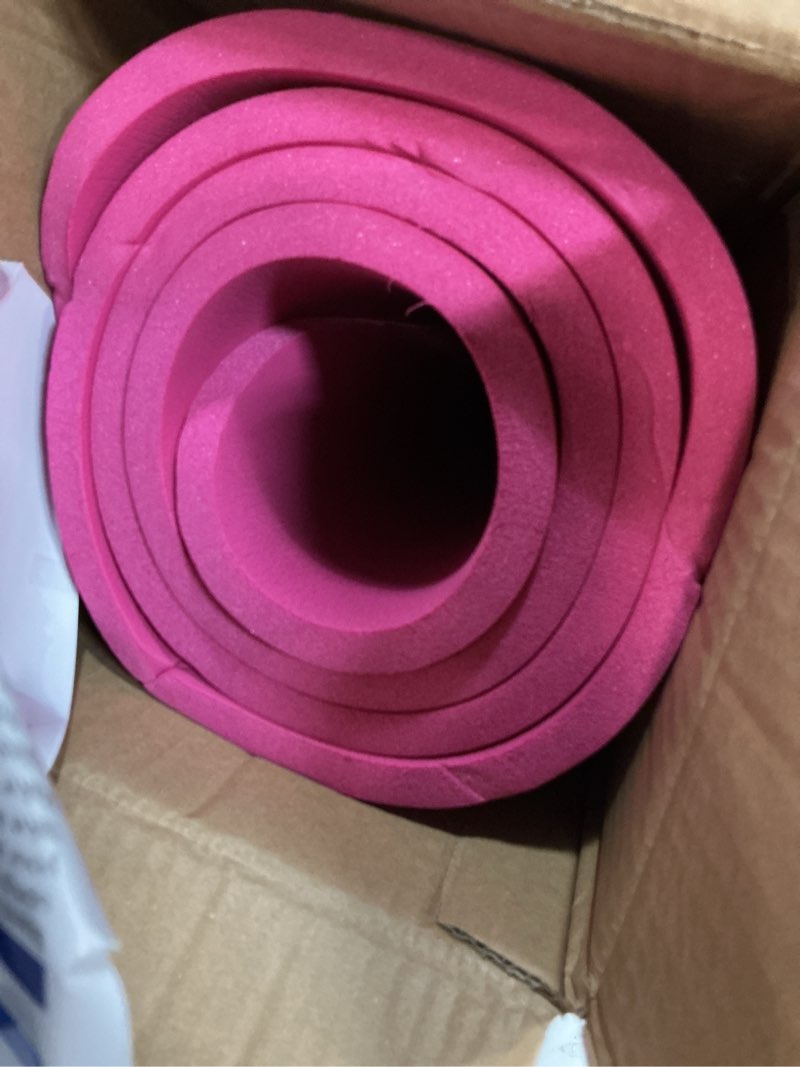 Condition photo showing Good Condition for yoga mat premium non slip thick – extra comfortable exercise mat for home workouts, pilates, stretching & gym – cushioned nbr foam, gym mat with strap, for women & men pink 74.5 x 32 x 0.6 in