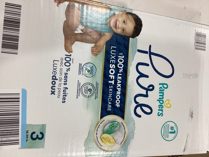 Condition photo showing As Is for Pampers Pure Protection Baby Diapers, Size 3 (16-28 lbs), 66 Count, Up to 100% Leakproof, Premium Plant-based Skin Protection, Hypoallergenic Soft Diapers Size 3 66