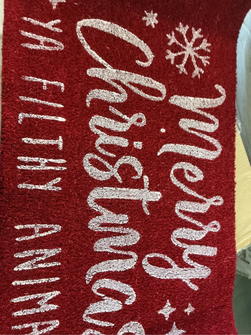 Condition photo showing Good Condition for Merry Christmas Ya Filthy Animal Doormat 30x17 Inch, Home Alone Door Mat, Merry Christmas You Filthy Animal Door Mat Outdoor, Christmas Mat for Front Door, Ya Filthy Animal Christmas Outdoor Mat