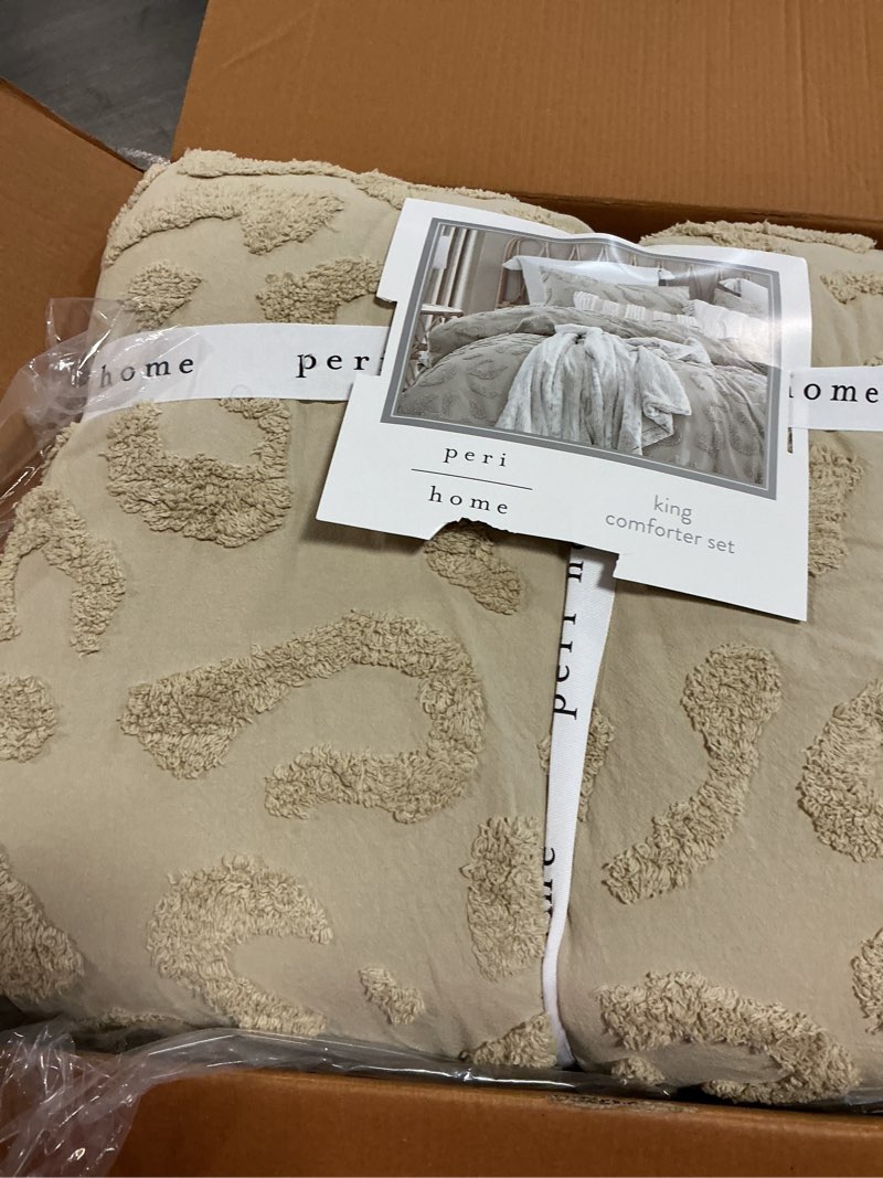 Condition photo showing Good Condition for Peri Home Chenille Leopard Linen 3 Piece Comforter Set, King Bedding
